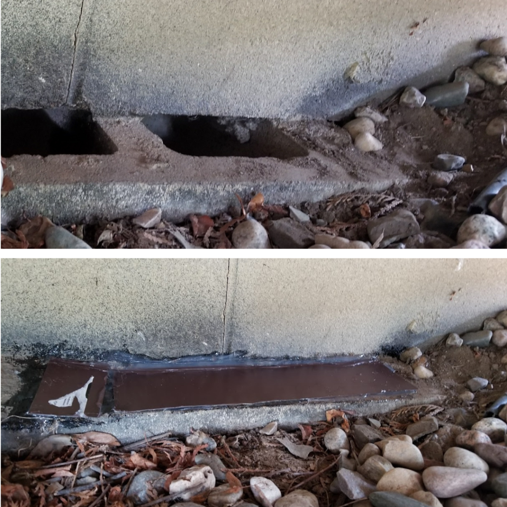 Open cinder block entry point Before/After
